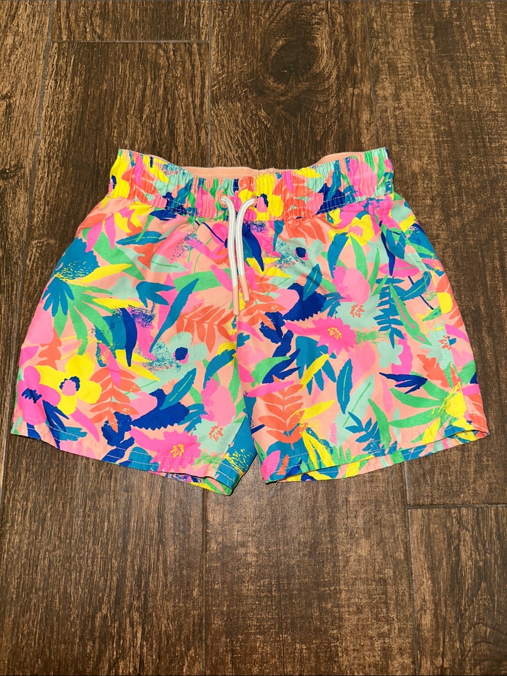Cat & Jack Boys Floral Swim Trunks Bright Pink Blue Green Tropical Print Size 4t